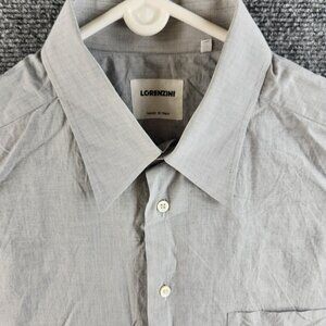 Lorenzini Italy Made Men 16.5 P Gray Long Sleeve Button Up Shirt 100% Cotton